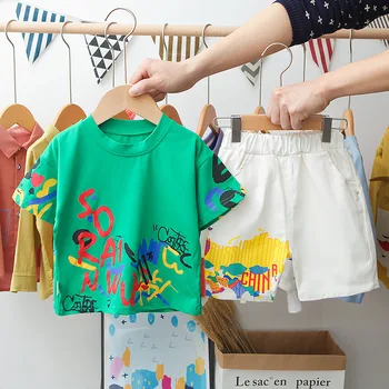 

HYLKIDHUOSE 2020 Summer Infant Clothing Sets Baby Girls Boys Short Sleeve T Shirt Shorts Clothes Children Vacation Costume
