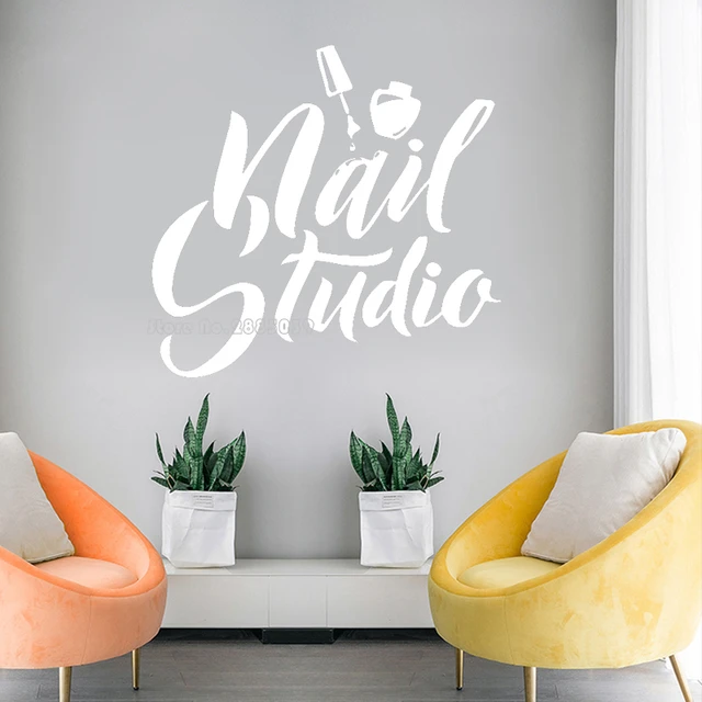 Adesivo de parede logo personalizada para studio salão de beleza, manicure,  consultório