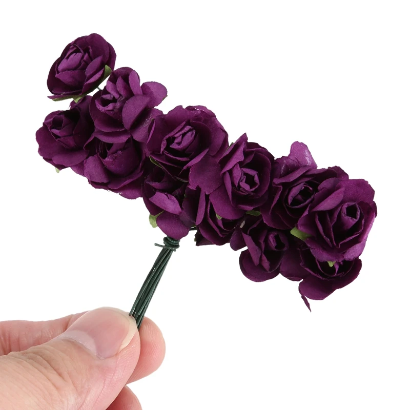 144 шт мини маленькая бумага искусственные розы цветы с бутонами DIY ремесло свадебный Декор для дома