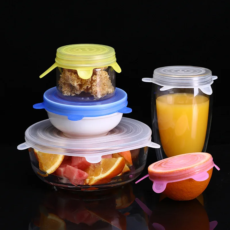 

6Pcs/lot Silicone Cover Lid Fresh Keeping Kitchen Tools Stretch Lids Caps for Food Pot Dish Kitchen Accessories Kitchen Gadgets