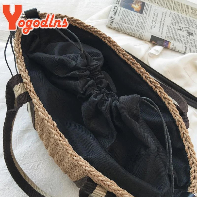 Summer Straw Handbag Women Large Capacity Woven Shoulder Bag Rattan Beach Bag Bohemia Vacation Lady Tote Knitted Purse