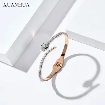 

XUANHUA Rose Gold Snake Bracelets Bangles For Women Stainless Steel Jewelry Woman Cuff Bracelets Jewellery Accessories