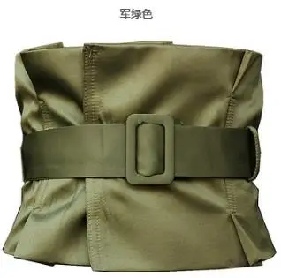 waist 80 cm or less Осень зима широкий пояс-ремень с воланами Женская мода ткань пояс с застежкой пряжкой черный винно-красный, зеленый - Цвет: waist 80 cm or less