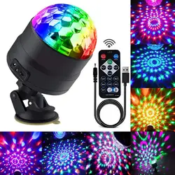 Boule lumineuse rotative RGB à LED avec télécommande, USB, Mini boule magique en cristal, dj 