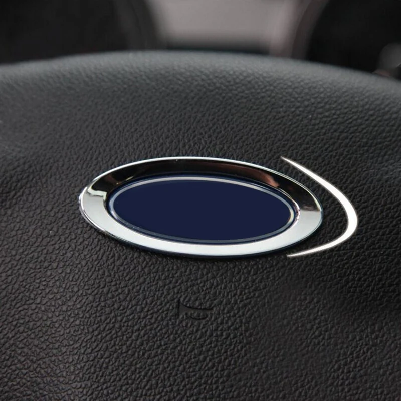 ABS Chrome Car Steering Wheel Logo Circle Trim Sticker for Ford Ecosport Fiesta MK7 Focus 2 4 MK2 MK4 Accessories | Автомобили и