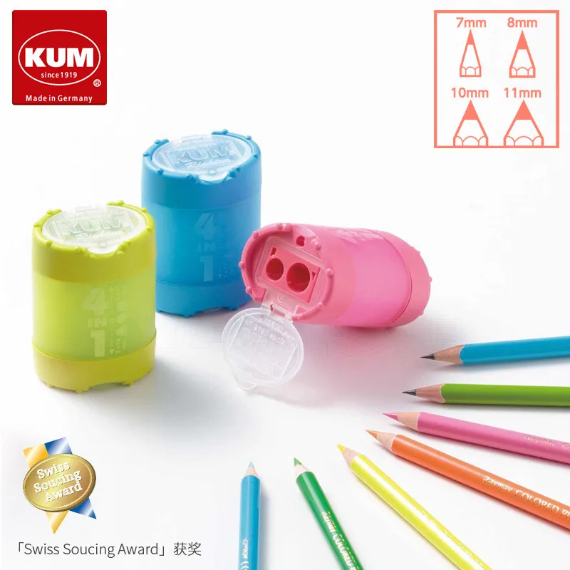 

1pc Germany KM111 KUM 4in1 Four-hole Pencil Sharpener Suitable for 7/8/10 / 11mm Pencil Stainless Steel Blade Lead Core Grinder