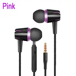 Premium Wired Stereo In-Ear Earphone with Mic and Durable Nylon Cable (B-pink)
