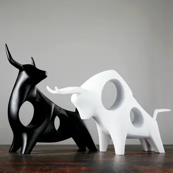 

European Minimalist Abstract Bull Home Ornaments Decor Craft Creative Gift White Creative Home Decoration