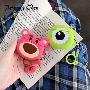 

Animal pink bear Soft Silicone Earphone Case for Apple AirPods 1 2 Protection Wireless Bluetooth Headset Box Cover For Air pods