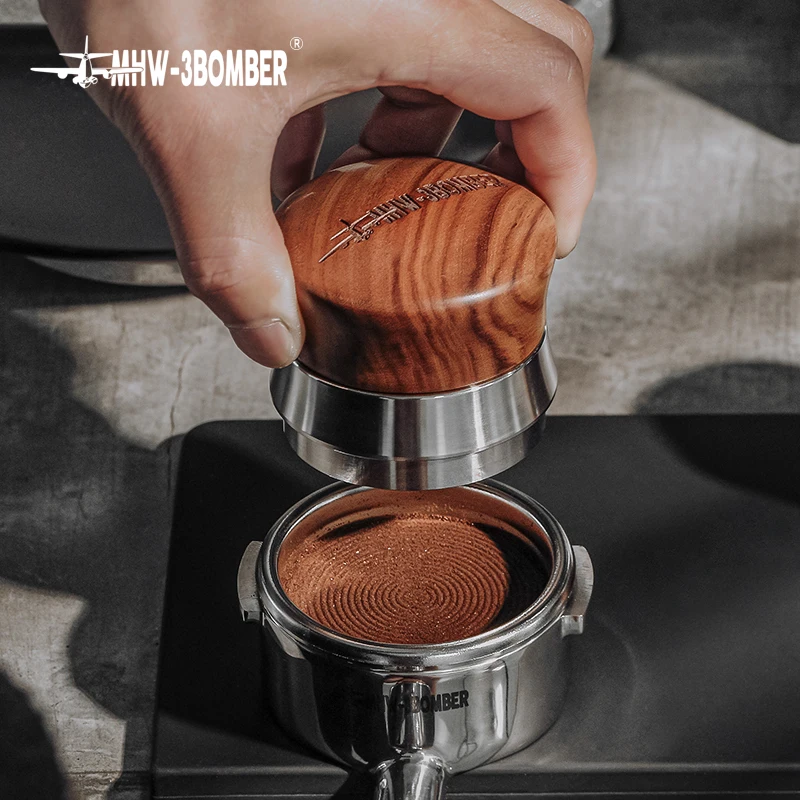 58.35mm Adjustable Coffee Tamper Distributor Rosewood Handle Thread/Fan Base Espresso Powder Hammer Accessories | Дом и сад