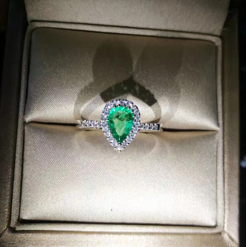 18K Золотое кольцо 2ct лаборатория искусственный изумруд и Moissanite АЛМАЗНОЕ КОЛЬЦО с национальным сертификатом Em-003