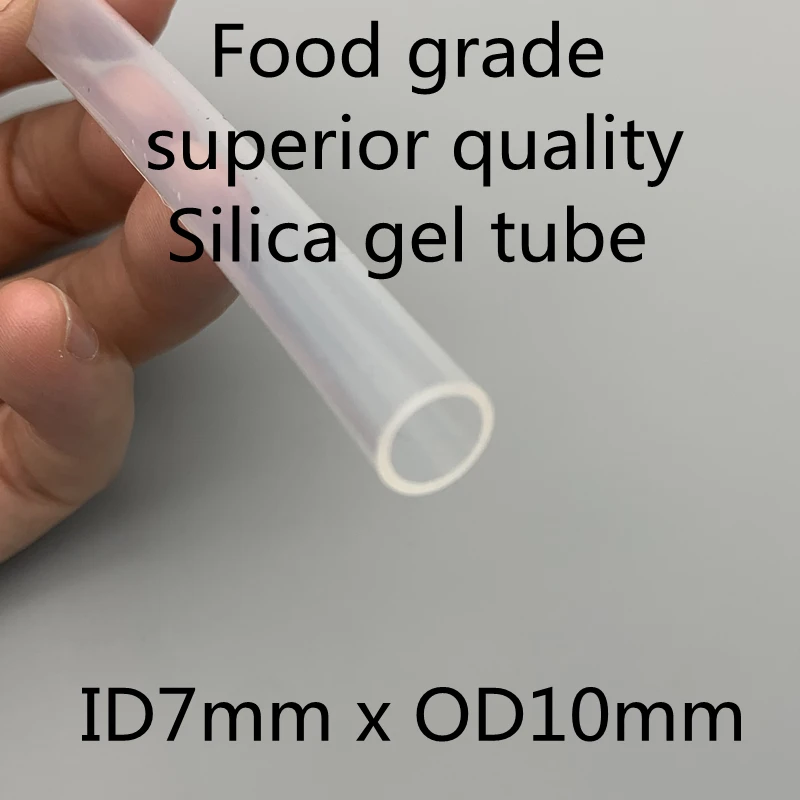 

7x10 Silicone Tubing ID 7mm OD 10mm Food Grade Flexible Drink Tubing Pipe Temperature Resistance Nontoxic Transparent