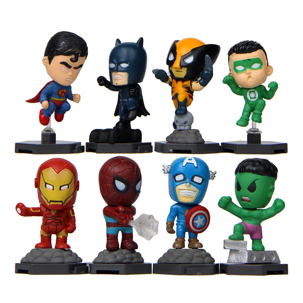 

Iron Man Spider Man Batman Superman Hulk Doll Children Gifts Action Figure Toys The Avengers 8pcs/set