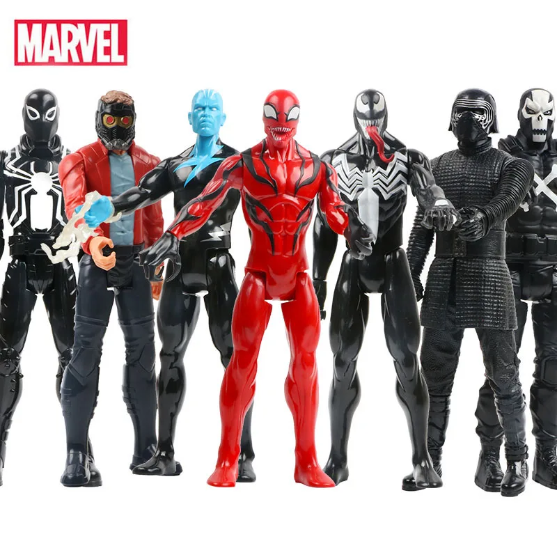 Kopen 30 Cm Marvel Avengers De Verbazingwekkende Venom Spider Man Star Lord Pvc Actiefiguren Superhero Collectible Model Speelgoed Poppen voor Kid