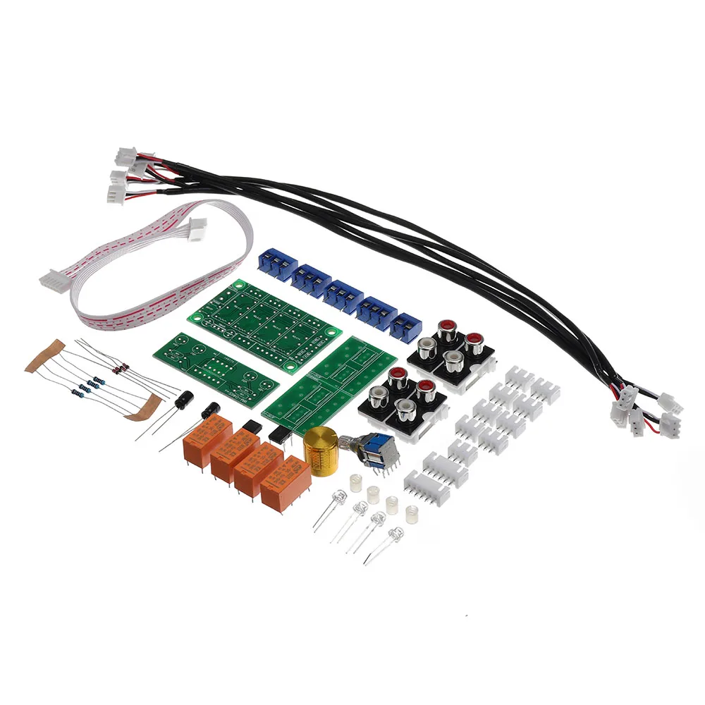 

DIY Relay 4-way RCA Audio Input Signal Selector Switching Kit Audio Input Selection Board of Rotary Switching for Amplifier