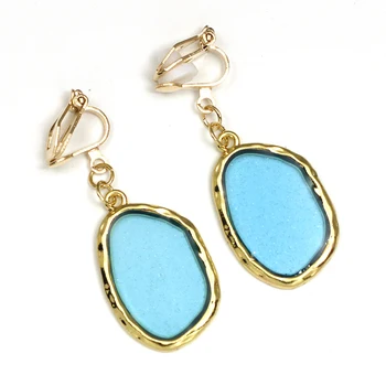 

Irregular Metal transparent Clip On Earrings Without Piercing Fruit color No Ear Hole Earrings Abstract Art Earrings CE366