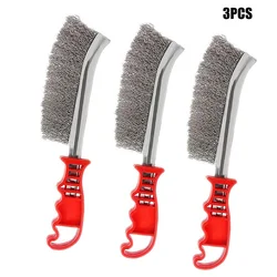 3 pçs fio de aço escova conjunto de metal cobre chapeado escova de limpeza para a limpeza da cozinha soldagem escória ferrugem poeira e ao ar livre broca grill