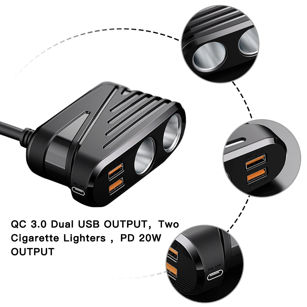 Dual USB Car Auto Allume-cigare Prise Splitter 12V Chargeur