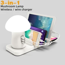 Несколько USB зарядное устройство для телефона Ночная лампа Беспроводная зарядная станция Быстрая зарядка 3,0 для мобильного телефона и планшета