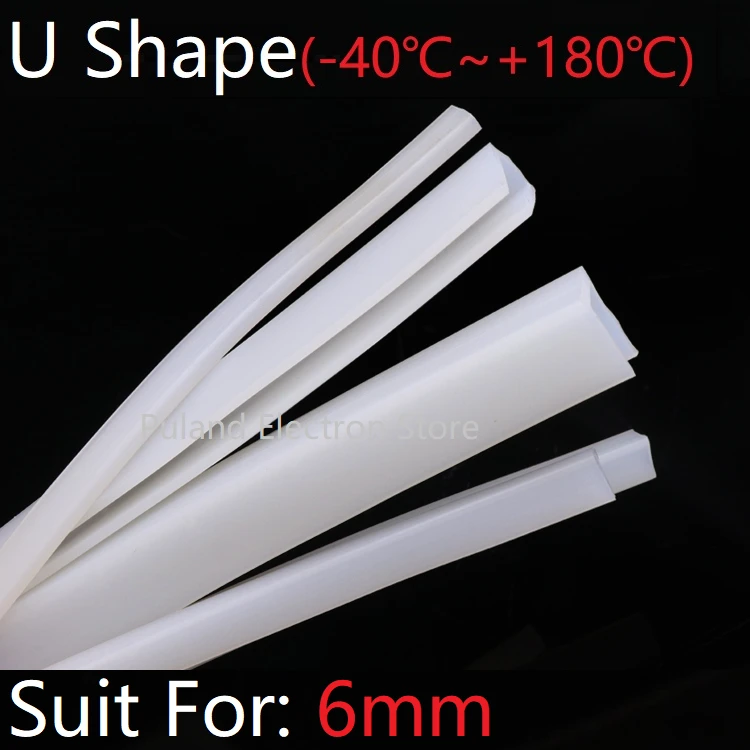 U Shape Seal Strip 6mm Channel Silicone Rubber Wrap Slid Window Car