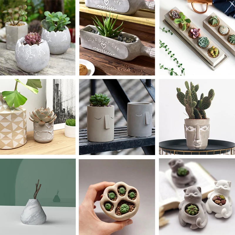 

Concrete Flowerpot Silicone mold DIY Cement Pot Candlestick Simple cat claw Succulent plant Pot Creative Face potted Molds