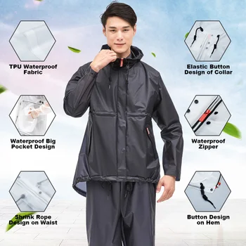 

Impermeable Women Raincoat Waterproof Lightweight Eco-friendly TPU Bicycle Rain Coat Jacket Hiking Rain Gear Men Coat QKR309