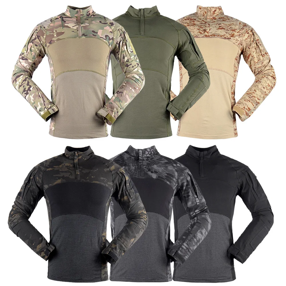 

Tactical Military Shirt Uniform Camouflage Men Long Sleeve Solider Army Shirts Multicam Frog Suit T Shirts Combat Clothing Men