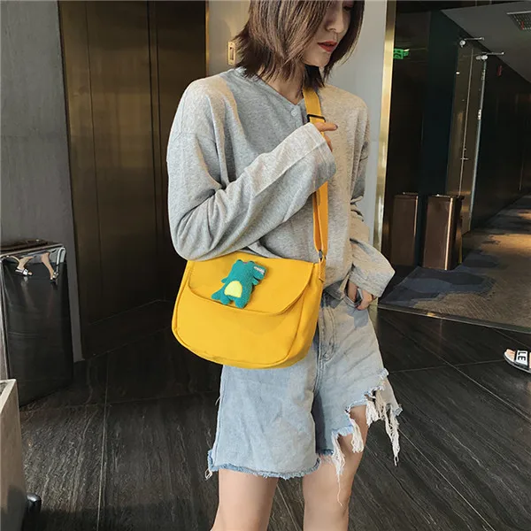 Women Cute Cartoon Animals Appliques Waist Bag Dinosaur Nylon Chest Bag Fashion Leisure Messenger Bag Bolsos De Cintura