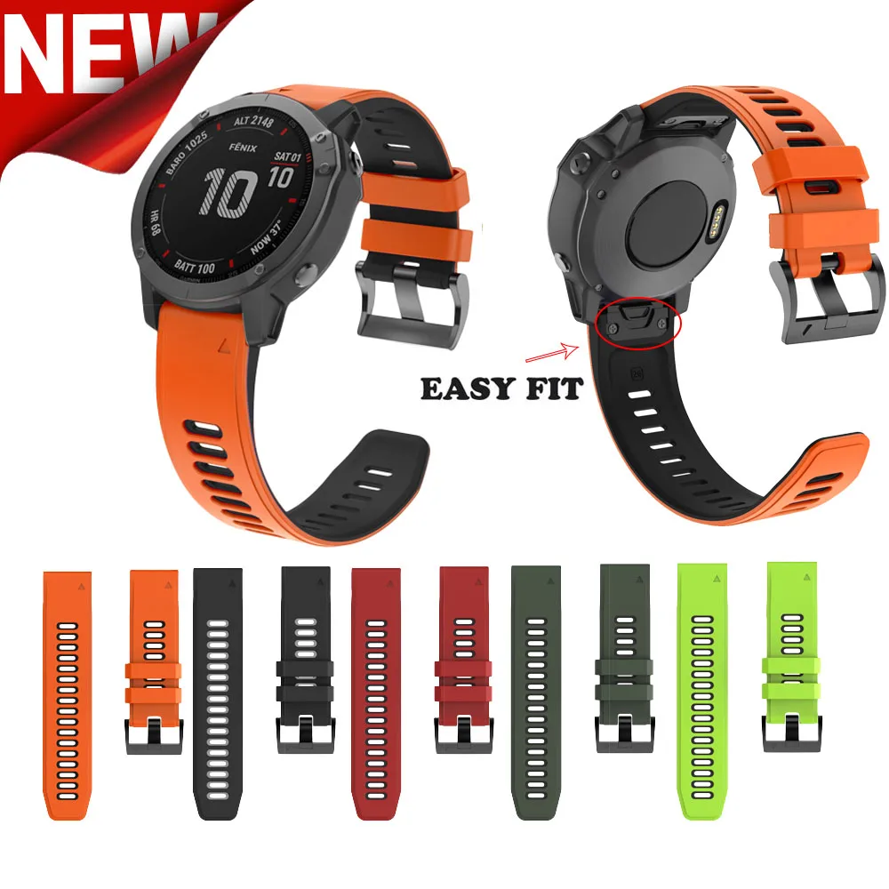 26 22 20mm Silicone Watch Strap for Garmin Fenix 5 5X 6S 6 6XPro port Bands With Quick Release quick Fit | Электроника