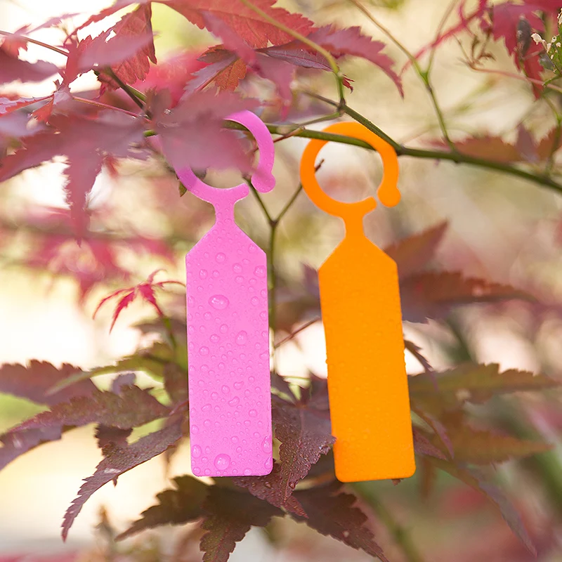 

50PCS Plastic Plants Tags Nursery Garden Ring Label Hanging gardening ring buckle label Flowers Greenhouse Bonsai Collar Tags