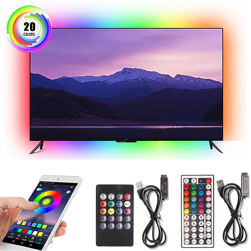 USB Светодиодная лента 5050 RGB 50 см 1 м 2 3 5 в Bluetooth/музыкальный контроллер гибкие