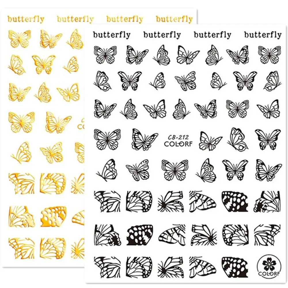 

Newest CB212 butterfly design 3D nail art sticker decal stamping back gule DIY nail decoration tools