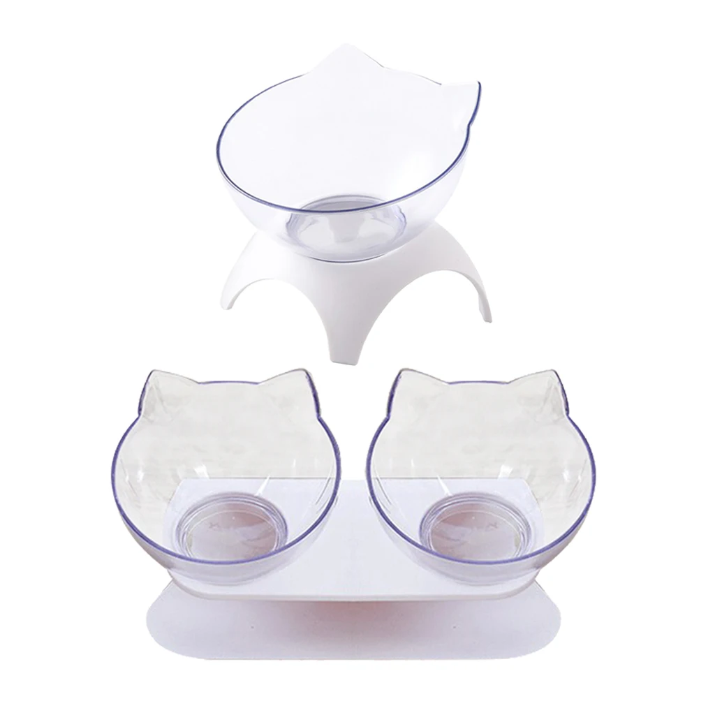 Round Kitten Cat Double Bowl Cat Bowl Dog Bowl Transparent Non-slip Food Bowl With Protection Cervical Transparent Cat Round Kitten Cat Double Bowl Cat Bowl Dog Bowl Transparent Non-slip Food Bowl With Protection Cervical Transparent Cat