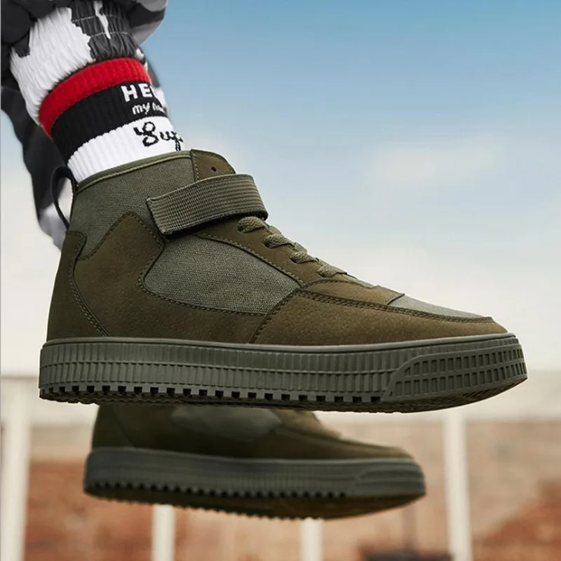 army green Litthing/уличные мужские кроссовки; коллекция года; Модные осенние Полусапоги для верховой езды; Теплые повседневные ботинки до середины голени; обувь для мужчин; botas hombre - Цвет: army green