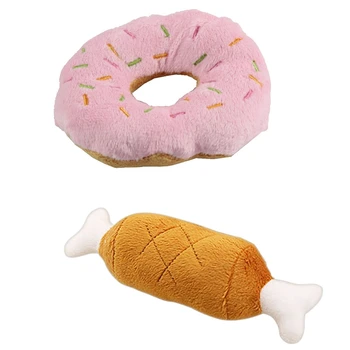 

Puppy Cat Animal Squeaky Squeaker Sound Toy Cotton Wool Donut & Pet Plush Chicken Leg Sounding Toy Dog Cat Plush Sound