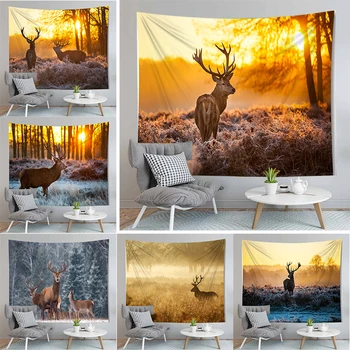 

3D Printed Wall Hanging Tapestry Deer Cloth Boho Bedspread Blanket Carpet Throw Yoga Mat