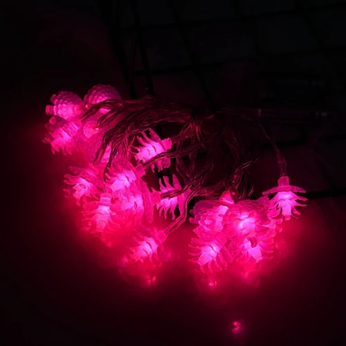 20mBattery приведенный в действие сосновая шишка светодиоды гирлянда Рождественская елка, праздничный украшения свет шнура Свадебная лампа гирлянда на рождественскую елку - Испускаемый цвет: Розовый