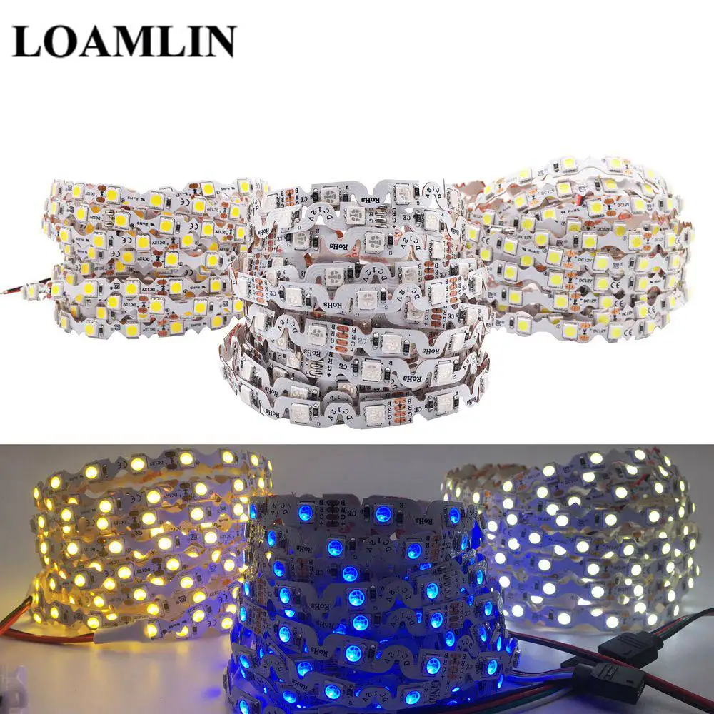 

S Shape 5050 RGB LED Strip 60Led/m LED Tape White/Warm White/RGB DC12V IP30 Non-waterproof For Home Decoration