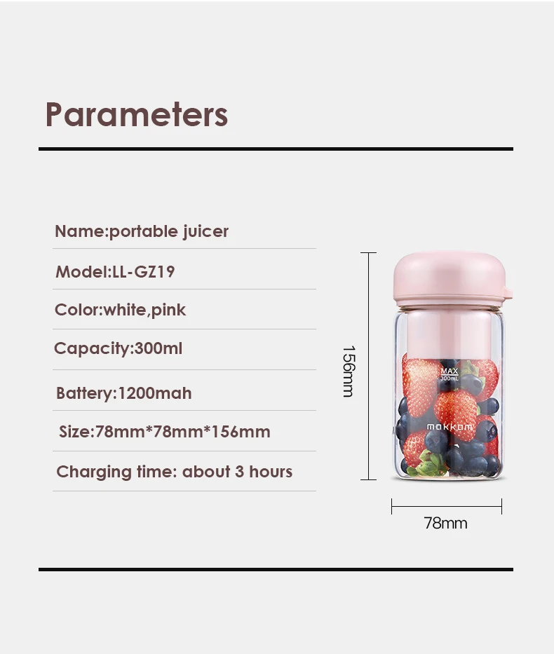 Новая мини-соковыжималка mokkom, 300 мл, портативная соковыжималка, 1200 мАч, аккумулятор, милая соковыжималка, чашка, Мини Блендер, миксер