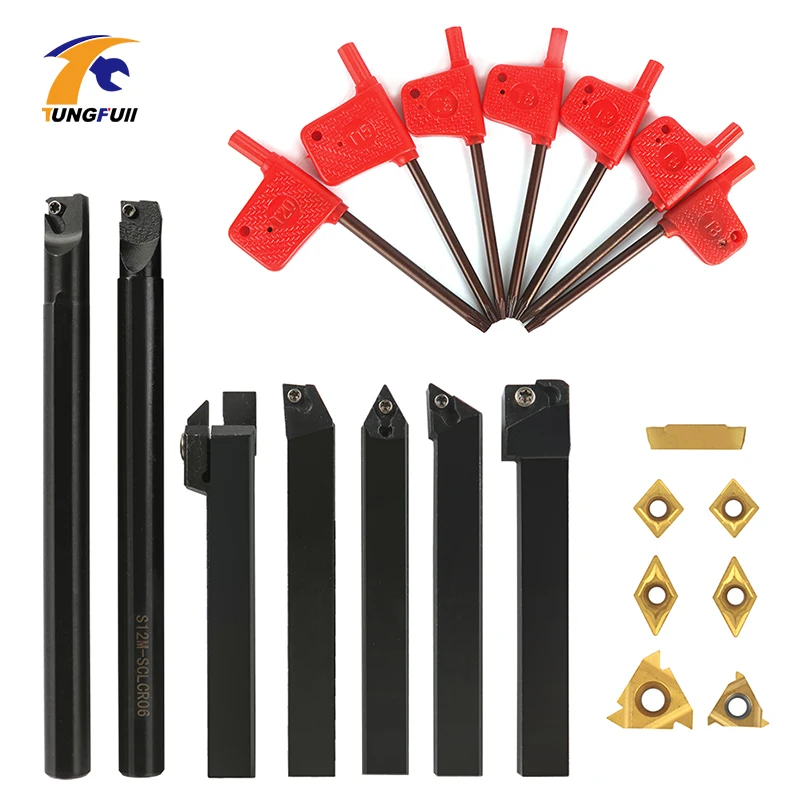 

12MM Solid Carbide Inserts Holder Boring Bar Lathe Turning Tool Wrench For Lathe Turning Tool Lathe Cutter Wood Metal