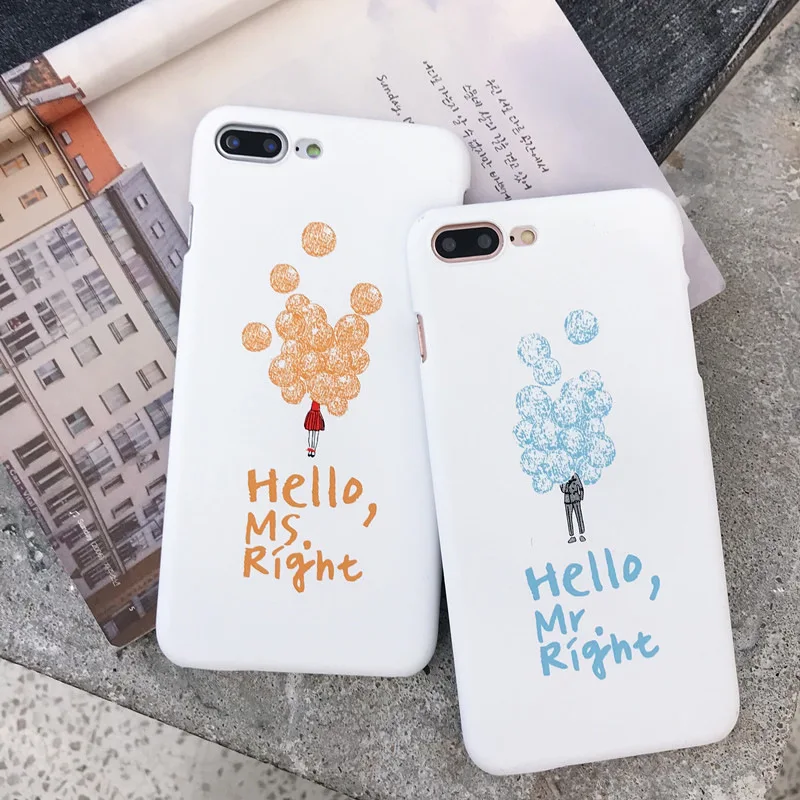 Korea Simple Cute Balloon Phone Case For Coque iPhone 8 7 6 6s Plus Fashion white matte Couple cases iphone X XS cute cover | Мобильные