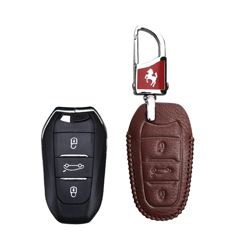 Brown Для Citroen C1 C2 C3 C4 C5 C4l DS5 Xsara Grand Picasso Berlingo кожаный чехол для ключей автомобиля чехол сумка брелок держатель - Цвет: Brown