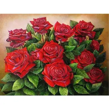 

Diamond Painting 5D Full Round Drill Set Cross Stitch Red Flower Cross Craft Hobby Craft Art Home Wall Decoration Handmade Gift