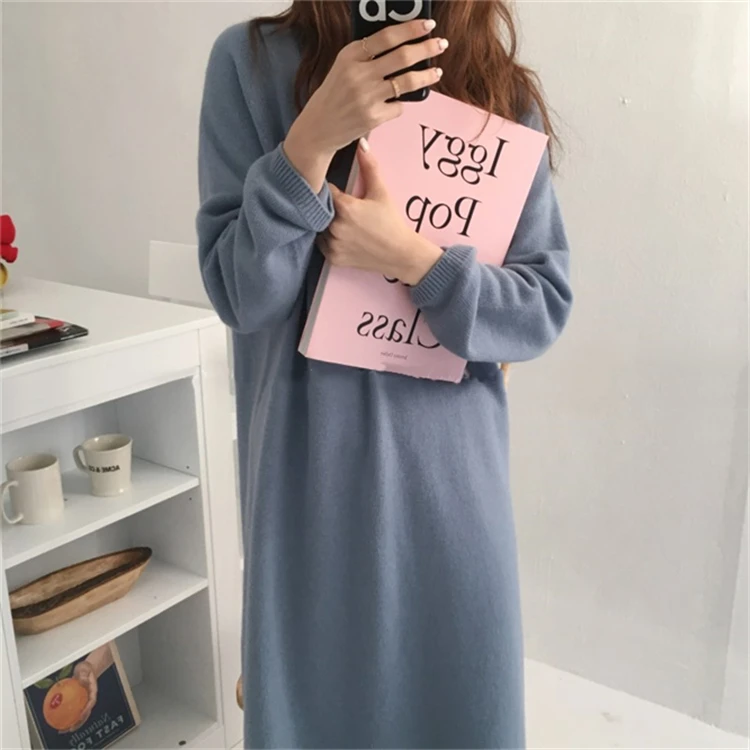 Ceny Colorfaith nowy 2019 jesień zima kobiety suknie dzianiny prosto moda fantazyjna łąka elegancki Casual jednolita w rozmiarze m kobieta DR8185