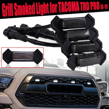 

4 Pcs Bumper Grill Smoked Lens Amber LED Front Grille Light Assemblies With Wiring Harness Kit For Tacoma TRD PRO 2016-2019