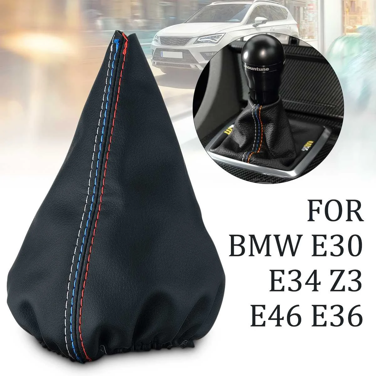 Durable Black Leather Shifter Shift Boot Cover For BMW E30 E34 Z3 E46
