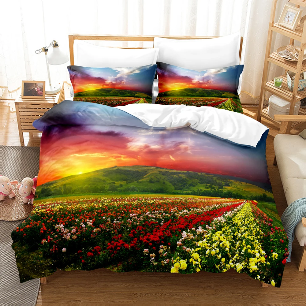 Beauty Tree and Flower Bedding Set Single Twin Full Queen King Size Tree Bed Set Children's Kid Bedroom Duvetcover Sets 3D 021 