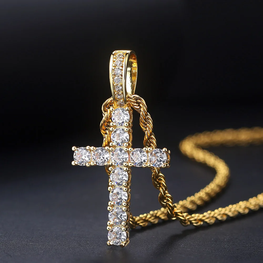 Hiphop Cross Pendant Necklace For Women Jewelry Female Statement 