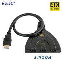 Répartiteur 3 en 1, Compatible HDMI 4K x 2K, commutateur HDMI pour ordinateur HDTV, Xbox, PS3, PS4