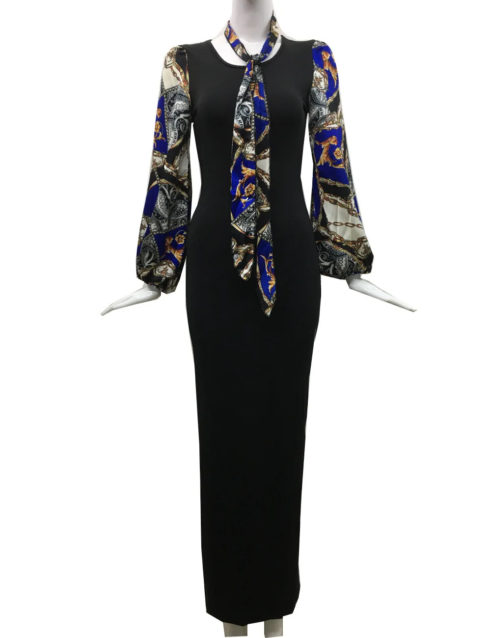 BacklakeGirls Robe De Soiree, черное платье русалки, Формальные Длинные Вечерние Платья с цветочным принтом, вечерние платья с длинными рукавами